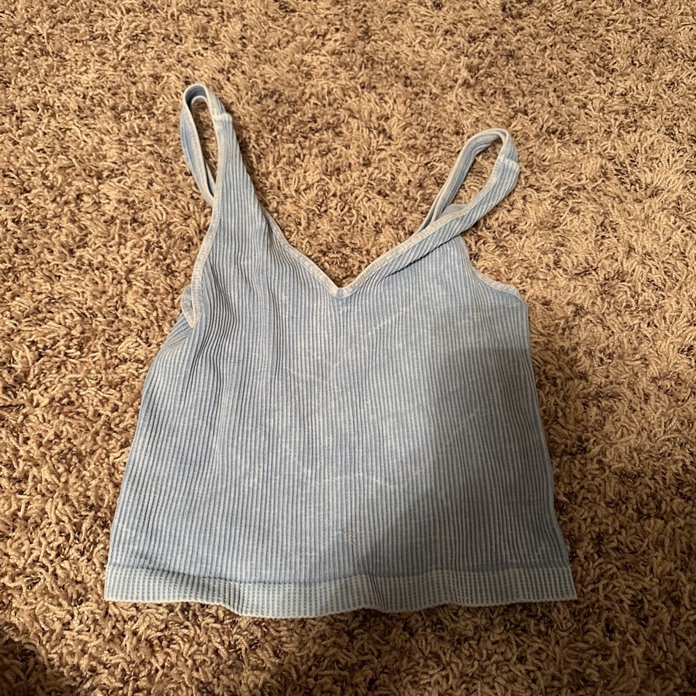 Blue Ribbed Women's Top